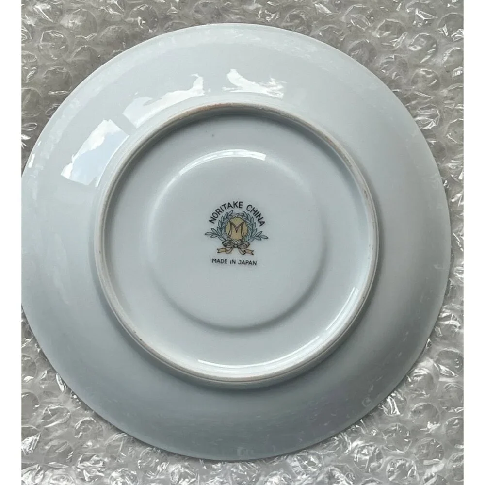 Noritake China Floral Saucer Plate 5.5” White With Blossoms & Gold Trim